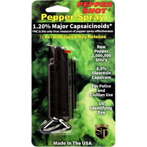 Pepper Shot 1.2% MC 1/2 oz Pepper Spray Hard Case Belt Clip and Quick Release Key Chain - Image 3