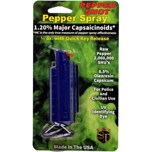 Pepper Shot 1.2% MC 1/2 oz Pepper Spray Hard Case Belt Clip and Quick Release Key Chain - Image 7