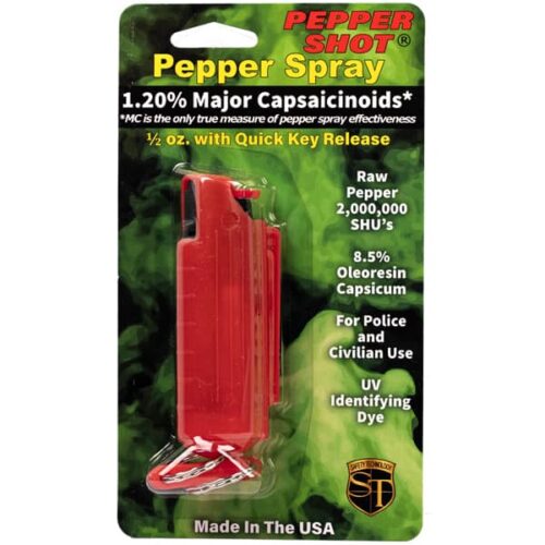 Pepper Shot 1.2% MC 1/2 oz Pepper Spray Hard Case Belt Clip and Quick Release Key Chain - Image 15