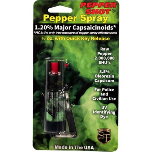 Pepper Shot 1.2% MC 1/2 oz Pepper Spray Belt Clip and Quick Release Key Chain - Image 3