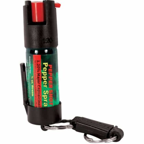 Pepper Shot 1.2% MC 1/2 oz Pepper Spray Belt Clip and Quick Release Key Chain