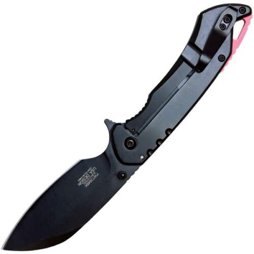 Assisted Open Folding Pocket Knife, Black Handle w/ Red Accents - Image 2