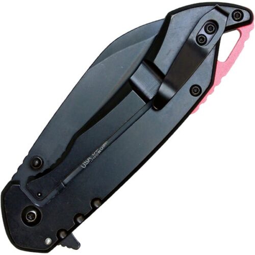 Assisted Open Folding Pocket Knife, Black Handle w/ Red Accents - Image 4