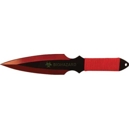 2 Piece Throwing Knife Red Color BioHazard