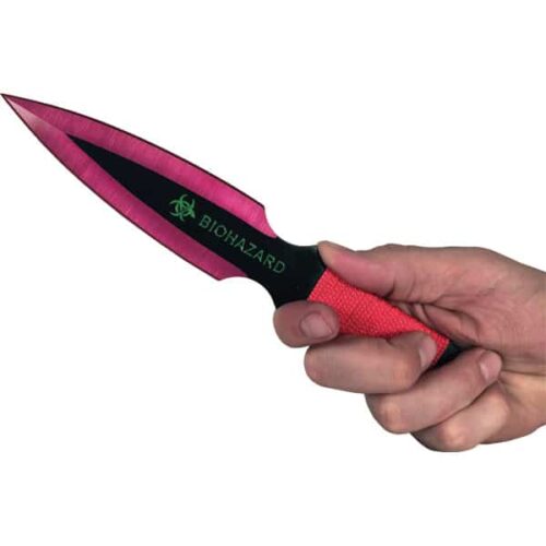 2 Piece Throwing Knife Red Color BioHazard - Image 3