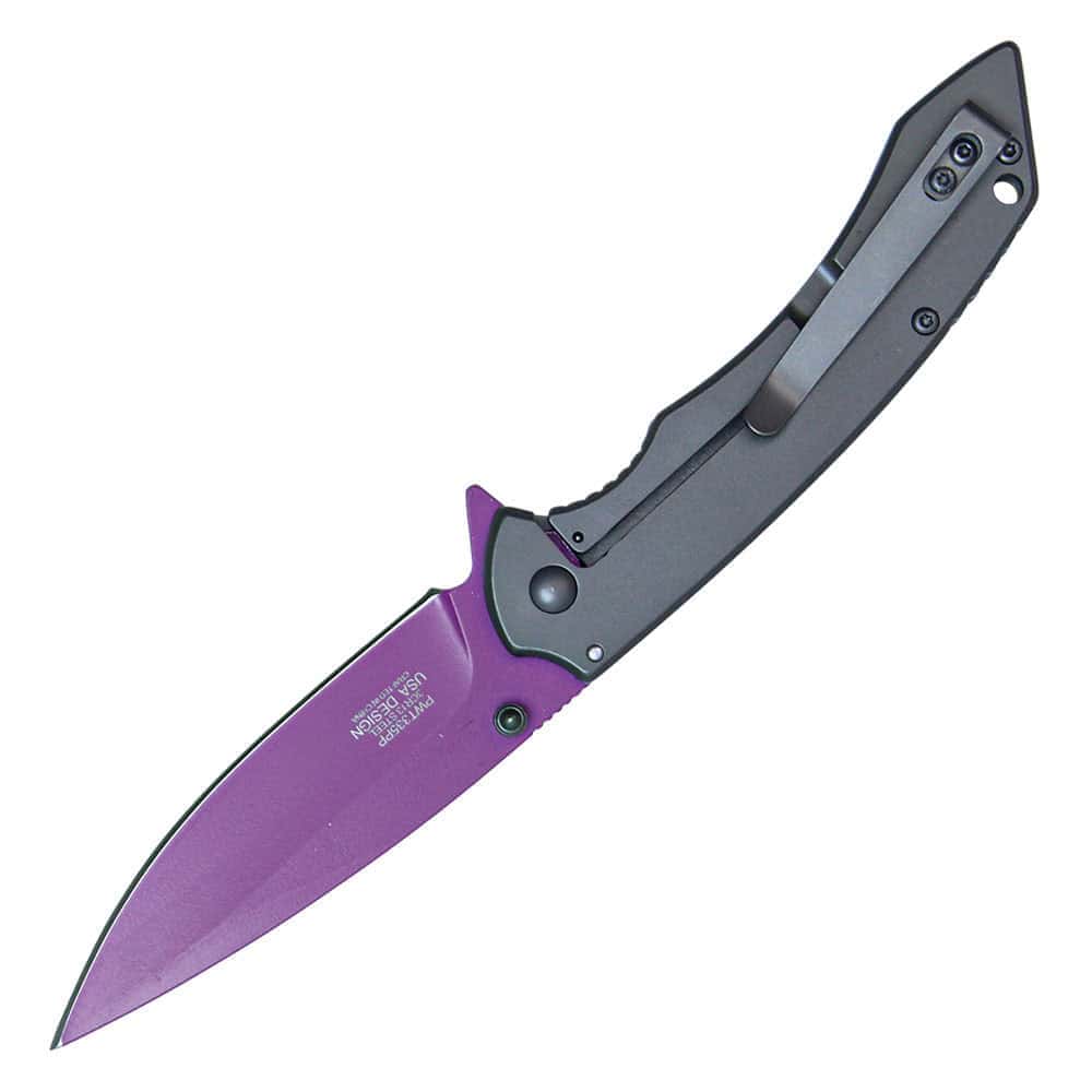 Assisted Open Folding Knife – 3.5" Blade, Purple - Image 2