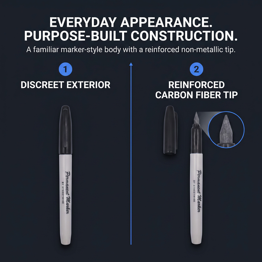 Permanent Marker Self-Defense Pen – Discreet Carbon Fiber Tip - Image 4